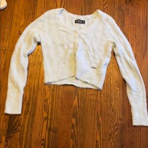 Blue Abercrombie & Fitch Button Up Cropped Sweater